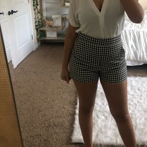 ZARA HIGH WAISTED GINGHAM SHORTS